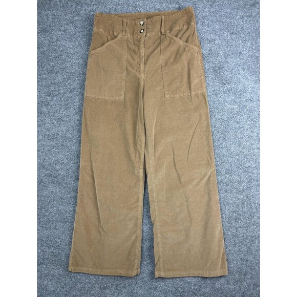 Self Contrast Pants Womens Medium Brown Corduroy Wide Leg High Rise Made USA - Picture 1 of 8